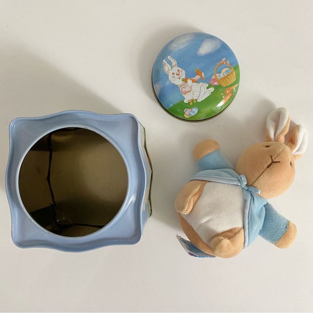 Easter Tin and Eden 6” Plush Peter Rabbit Baby Rattle - Picture 10 of 13